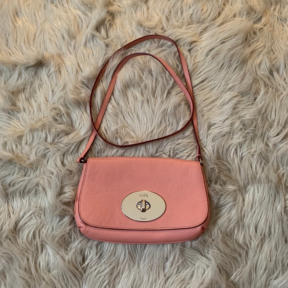 COACH Pink Pebbled Leather Cross Body Bag